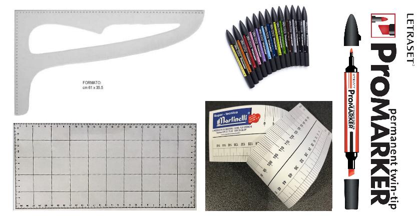 Squadra da sarto, quintometro, righello scala 1/4-1/5 - Super Tecnica  Martinelli